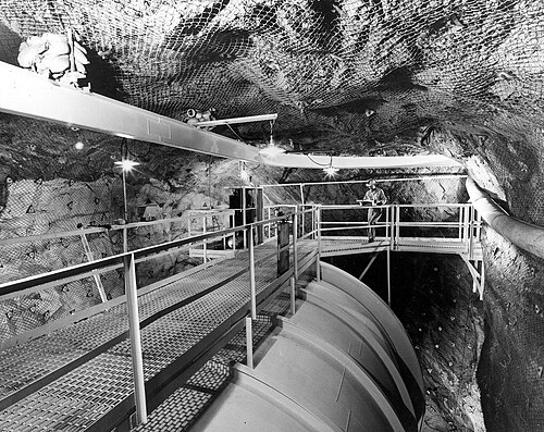 The Homestake experiment in a mine one and a half kilometres deep in South Dakota