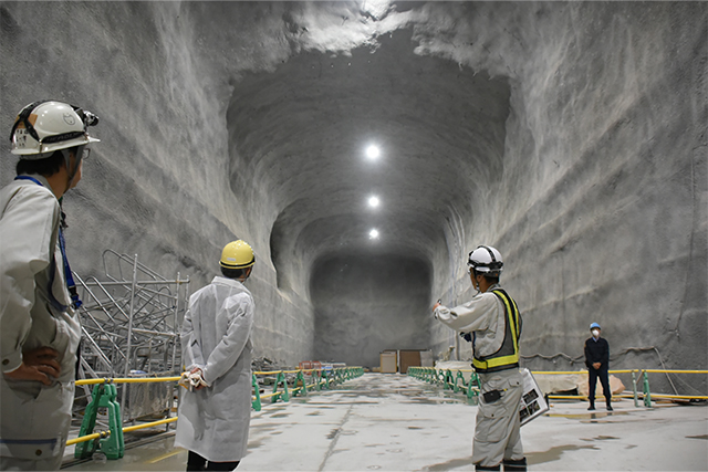 The underground cavern of Hyper-Kamiokande during construction.