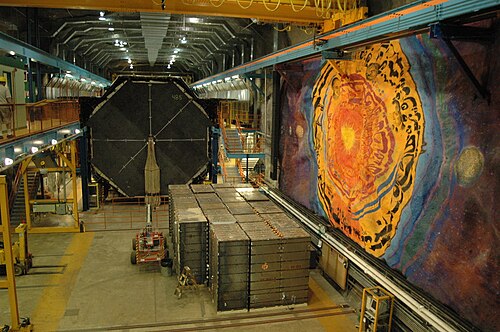 Der MINOS-Detektor in der Soudan-Mine in Minnesota während des Aufbaus