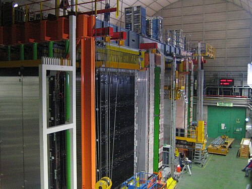 El detector OPERA en el laboratorio del Gran Sasso durante el montaje, noviembre de 2005.